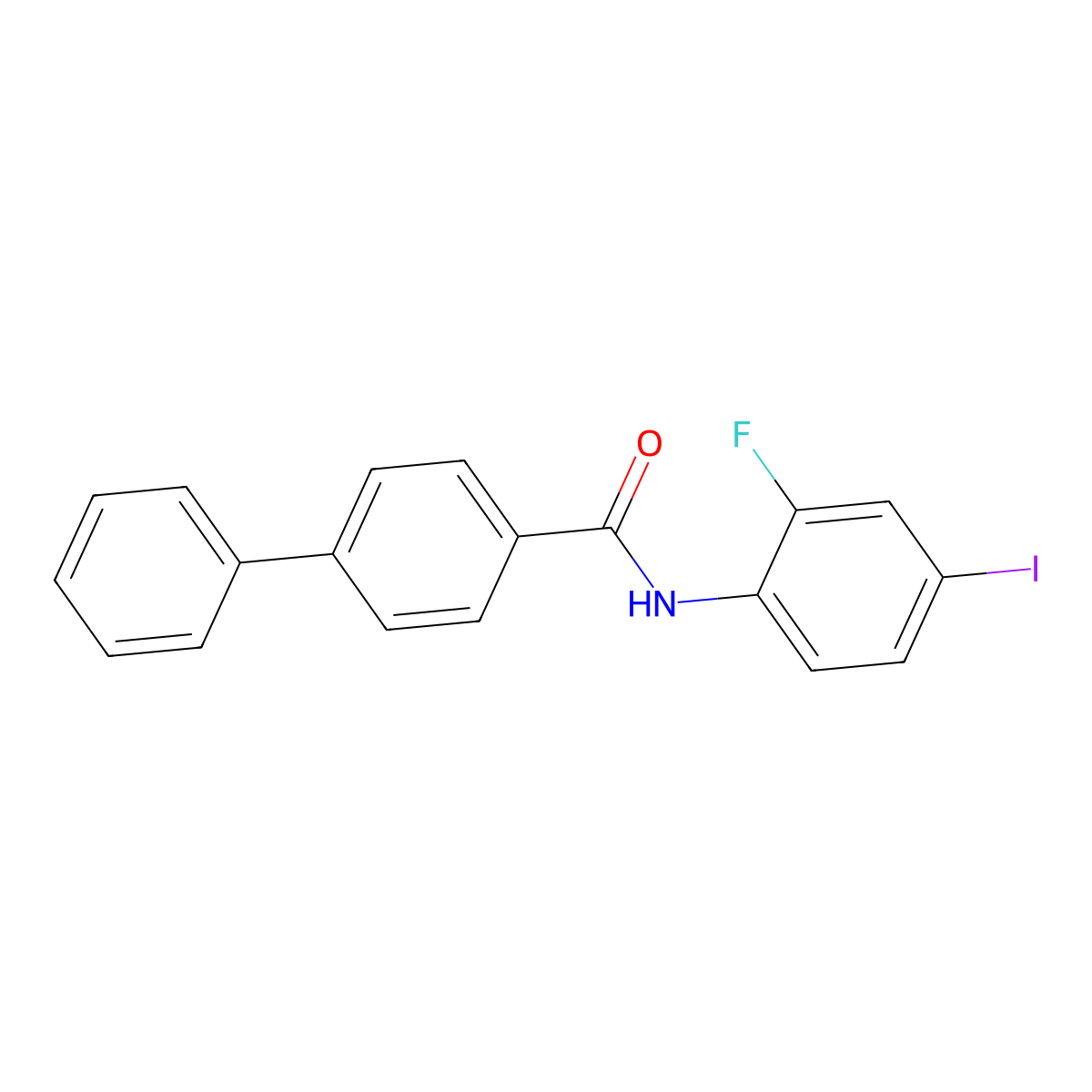 N-(2-fluoro-4-iodophenyl)biphenyl-4-carboxamide molecular structure, CAS 835889-21-9