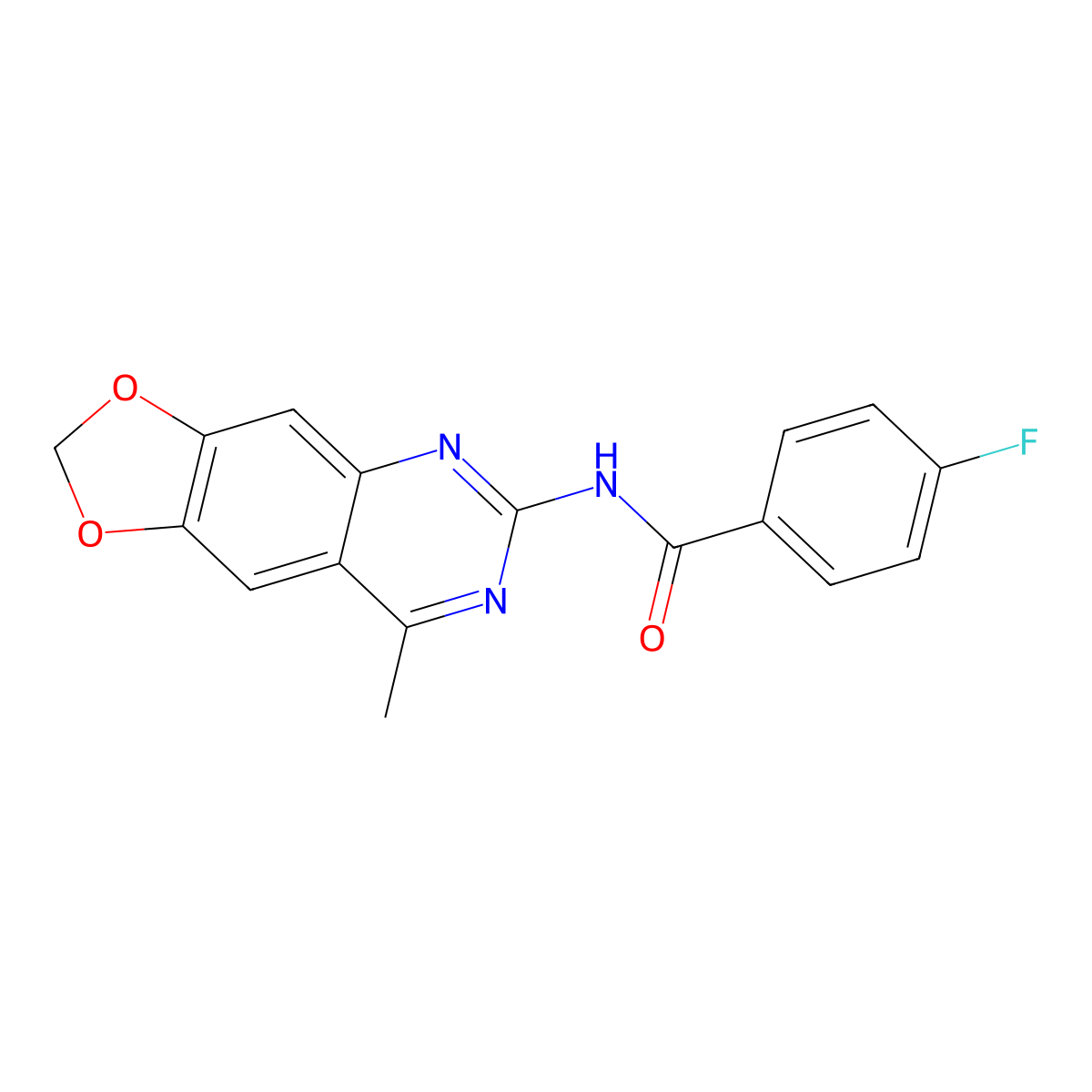 4-fluoro-N-(8-methyl[1,3]dioxolo[4,5-g]quinazolin-6-yl)benzamide molecular structure, CAS 835889-25-3