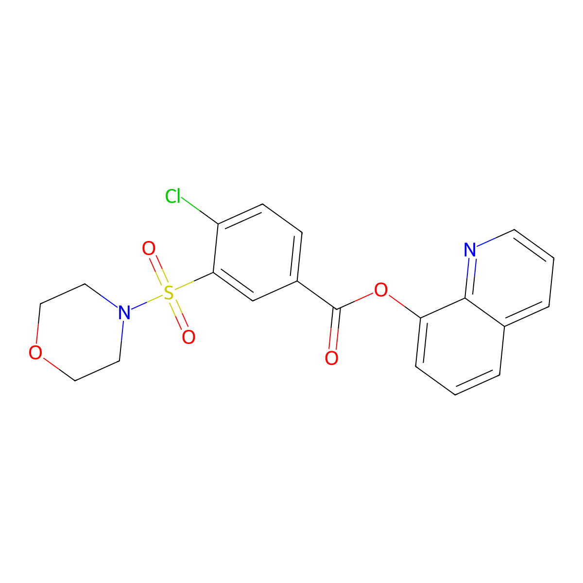 Quinolin-8-yl 4-chloro-3-(morpholinosulfonyl)benzoate molecular structure, CAS 835890-45-4