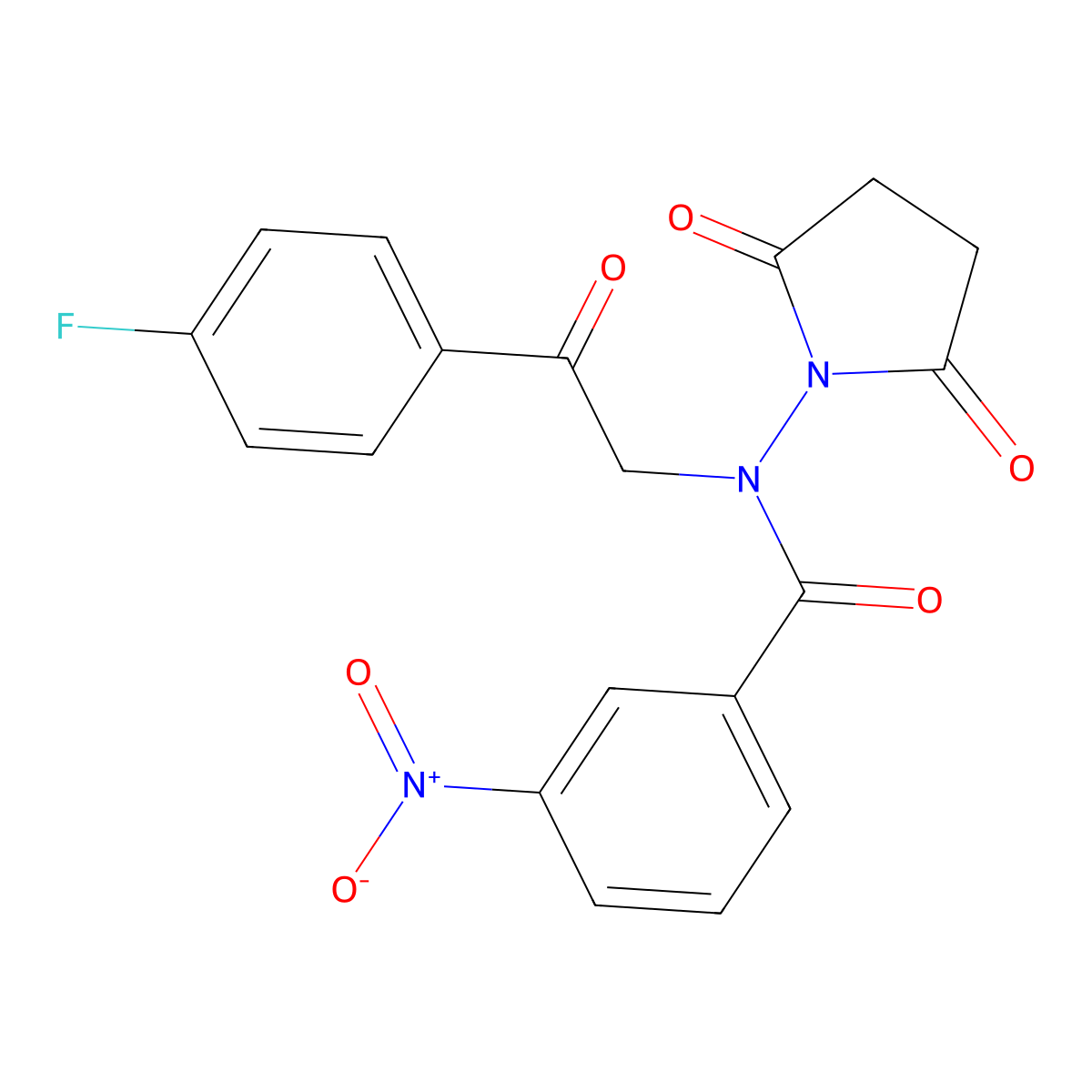 N-(2,5-dioxopyrrolidin-1-yl)-N-[2-(4-fluorophenyl)-2-oxoethyl]-3-nitrobenzamide molecular structure, CAS 835890-60-3