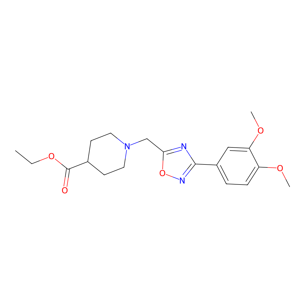 Ethyl 1-[[3-(3,4-dimethoxyphenyl)-1,2,4-oxadiazol-5-yl]methyl]piperidine-4-carboxylate molecular structure, CAS 835890-62-5