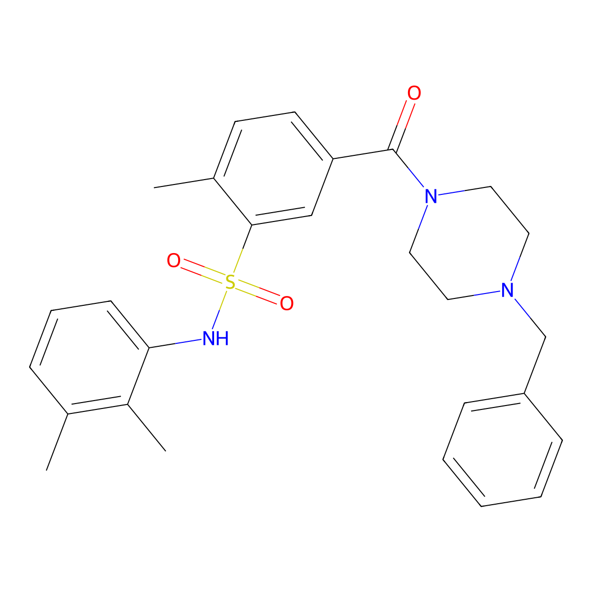 5-(4-benzylpiperazine-1-carbonyl)-N-(2,3-dimethylphenyl)-2-methylbenzenesulfonamide molecular structure, CAS 835890-72-7
