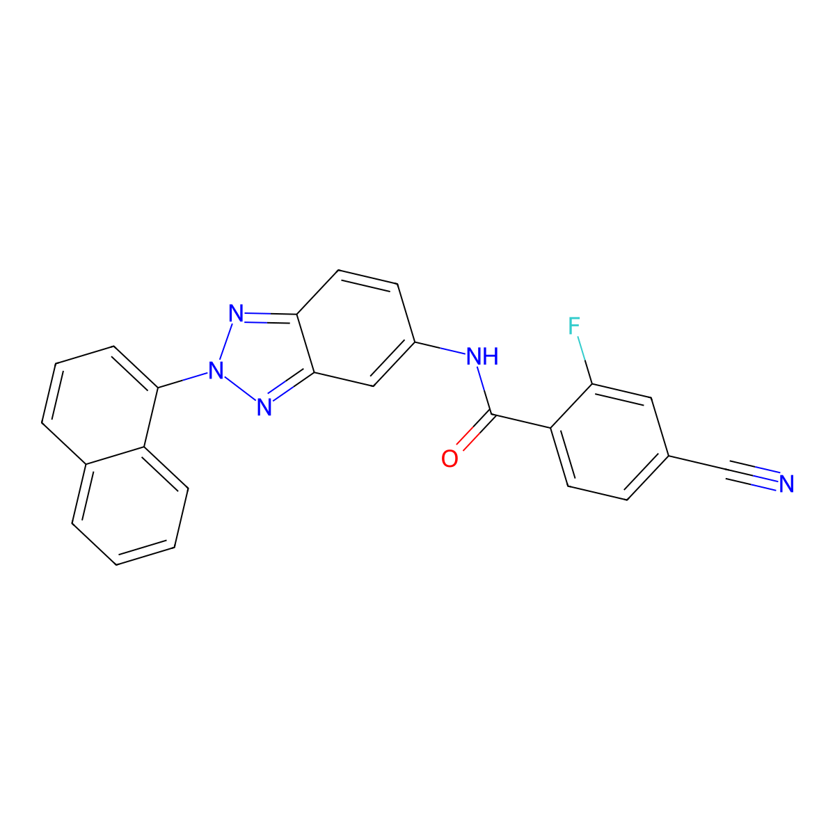 4-cyano-2-fluoro-N-(2-naphthalen-1-ylbenzotriazol-5-yl)benzamide molecular structure, CAS 835890-84-1
