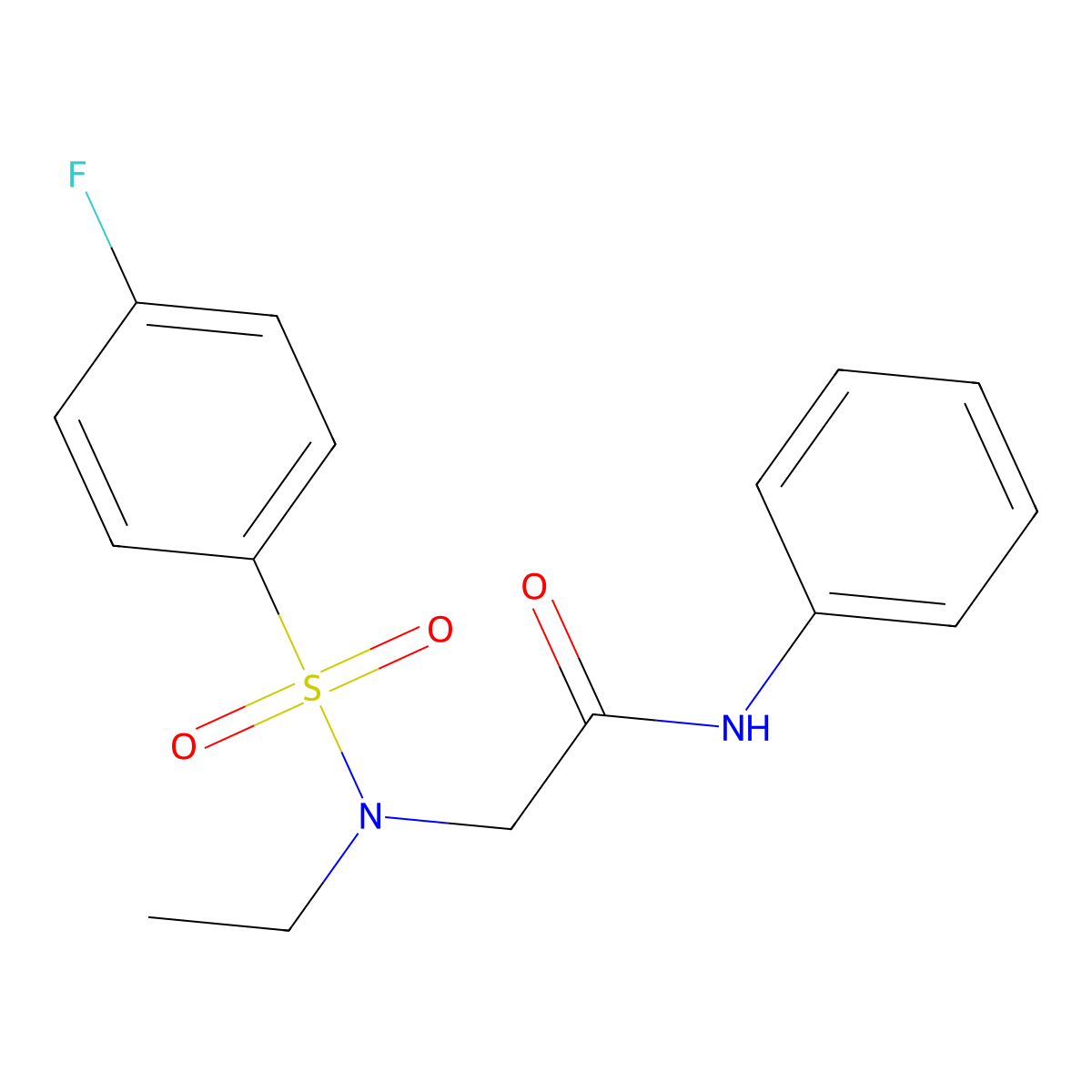 2-[ethyl-(4-fluorophenyl)sulfonylamino]-N-phenylacetamide molecular structure, CAS 835891-18-4