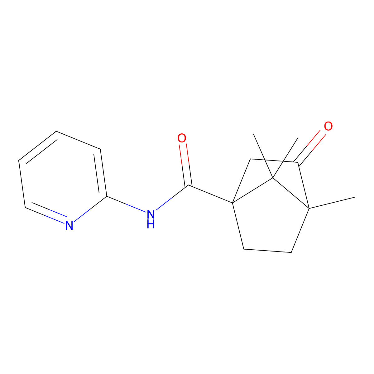 4,7,7-trimethyl-3-oxo-N-(pyridin-2-yl)bicyclo[2.2.1]heptane-1-carboxamide molecular structure, CAS 835891-22-0