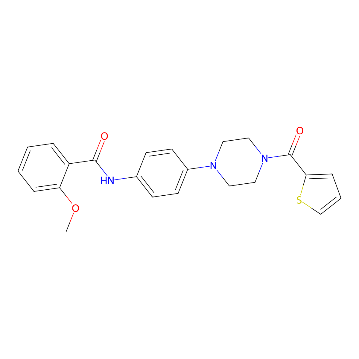 2-methoxy-N-[4-[4-(thiophene-2-carbonyl)piperazin-1-yl]phenyl]benzamide molecular structure, CAS 835891-54-8