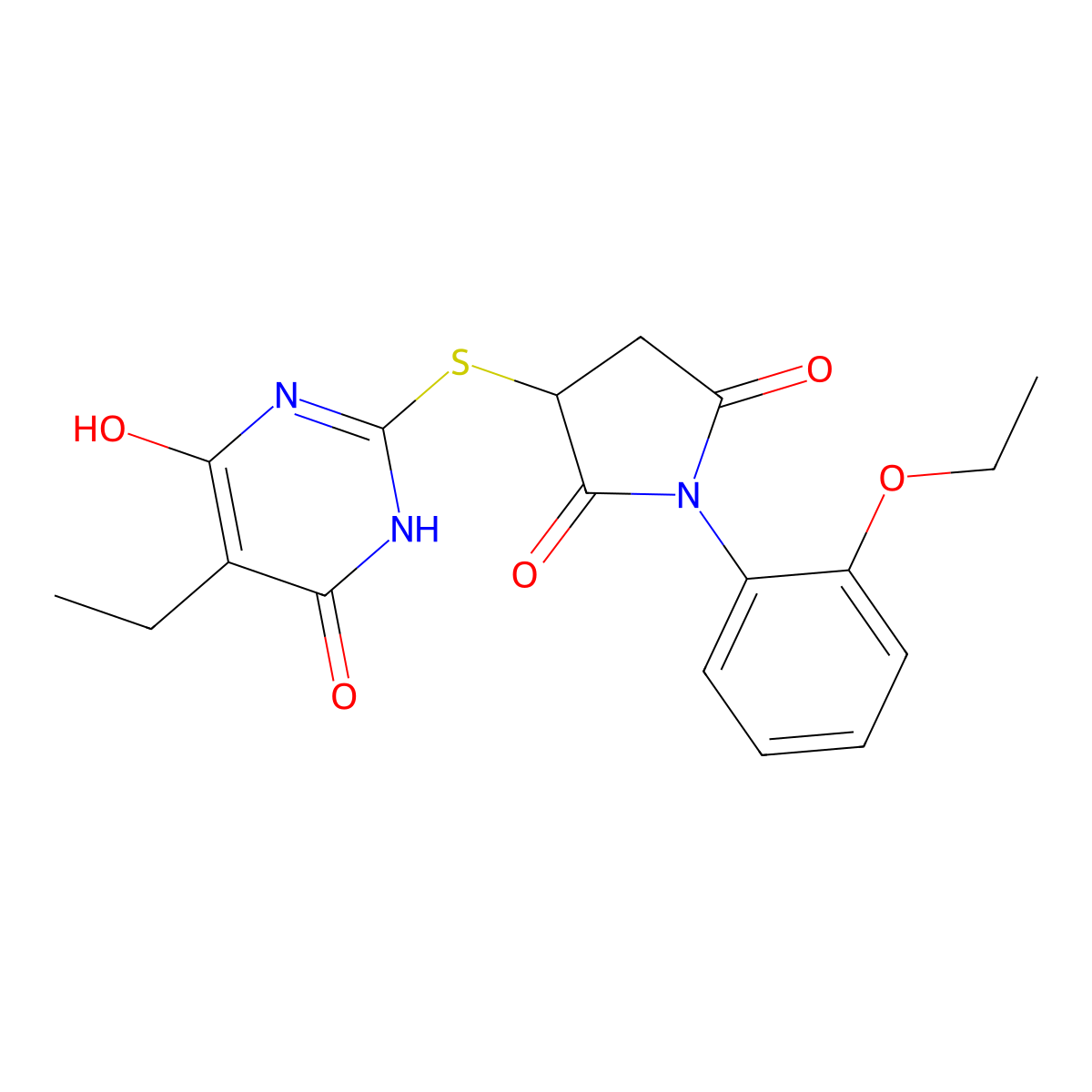 1-(2-Ethoxyphenyl)-3-[(5-ethyl-4,6-dihydroxypyrimidin-2-yl)sulfanyl]pyrrolidine-2,5-dione molecular structure, CAS 835891-56-0