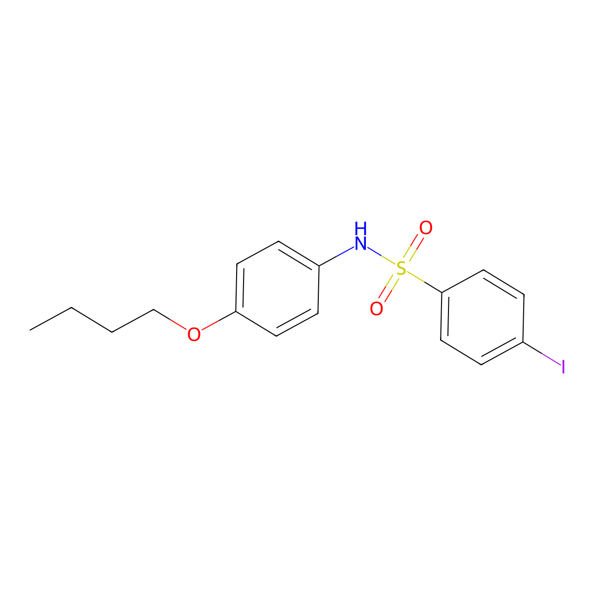 N-(4-butoxyphenyl)-4-iodobenzene-1-sulfonamide molecular structure, CAS 835891-68-4