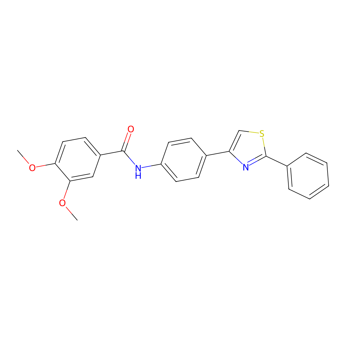 3,4-dimethoxy-N-[4-(2-phenyl-1,3-thiazol-4-yl)phenyl]benzamide molecular structure, CAS 835891-72-0