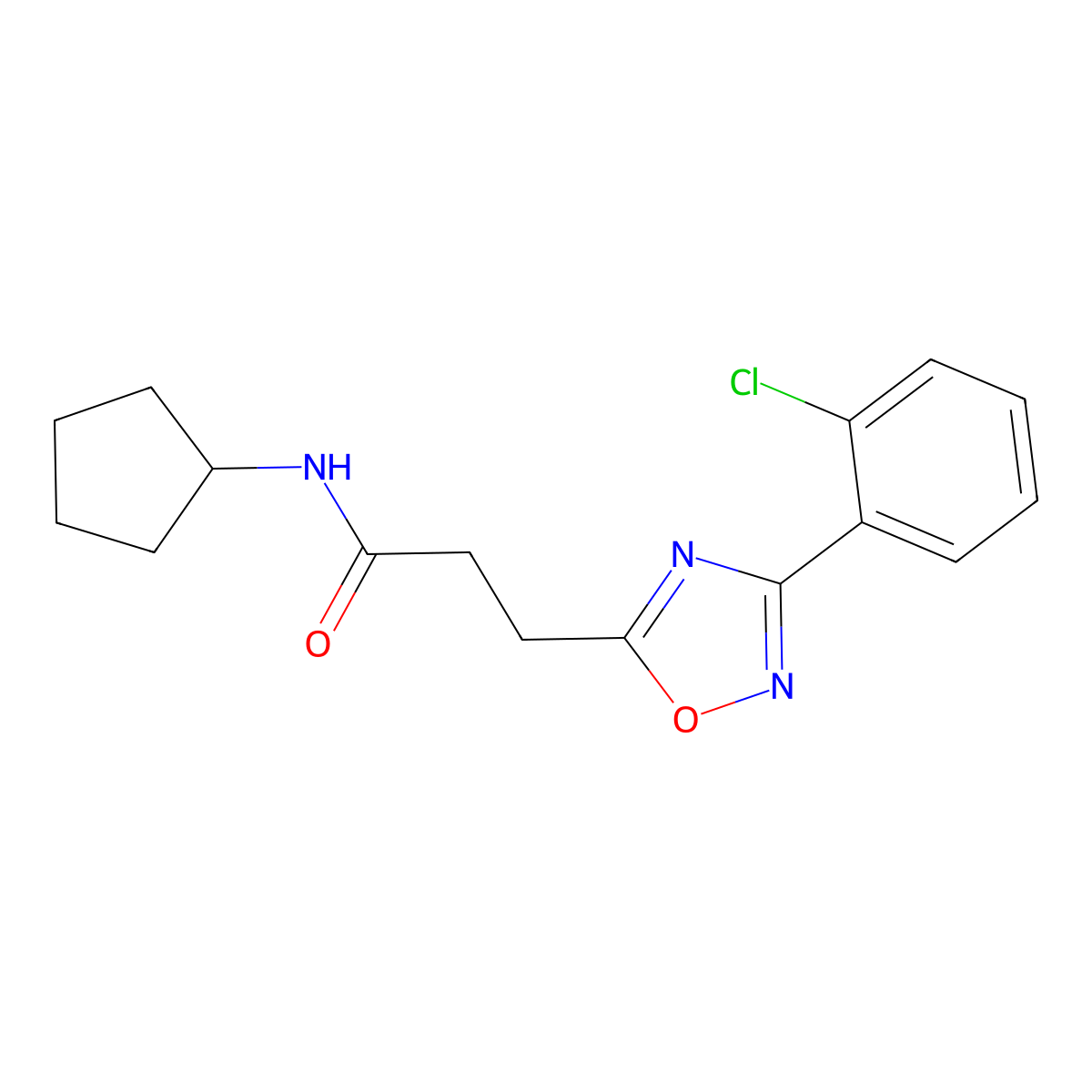 3-[3-(2-chlorophenyl)-1,2,4-oxadiazol-5-yl]-N-cyclopentylpropanamide molecular structure, CAS 835891-98-0