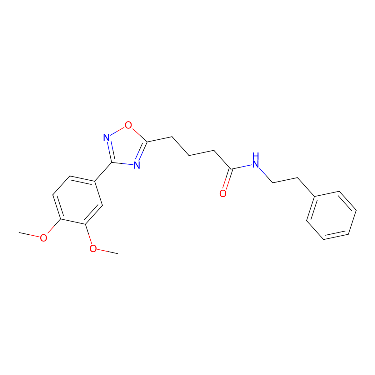 4-[3-(3,4-dimethoxyphenyl)-1,2,4-oxadiazol-5-yl]-N-(2-phenylethyl)butanamide molecular structure, CAS 835892-07-4