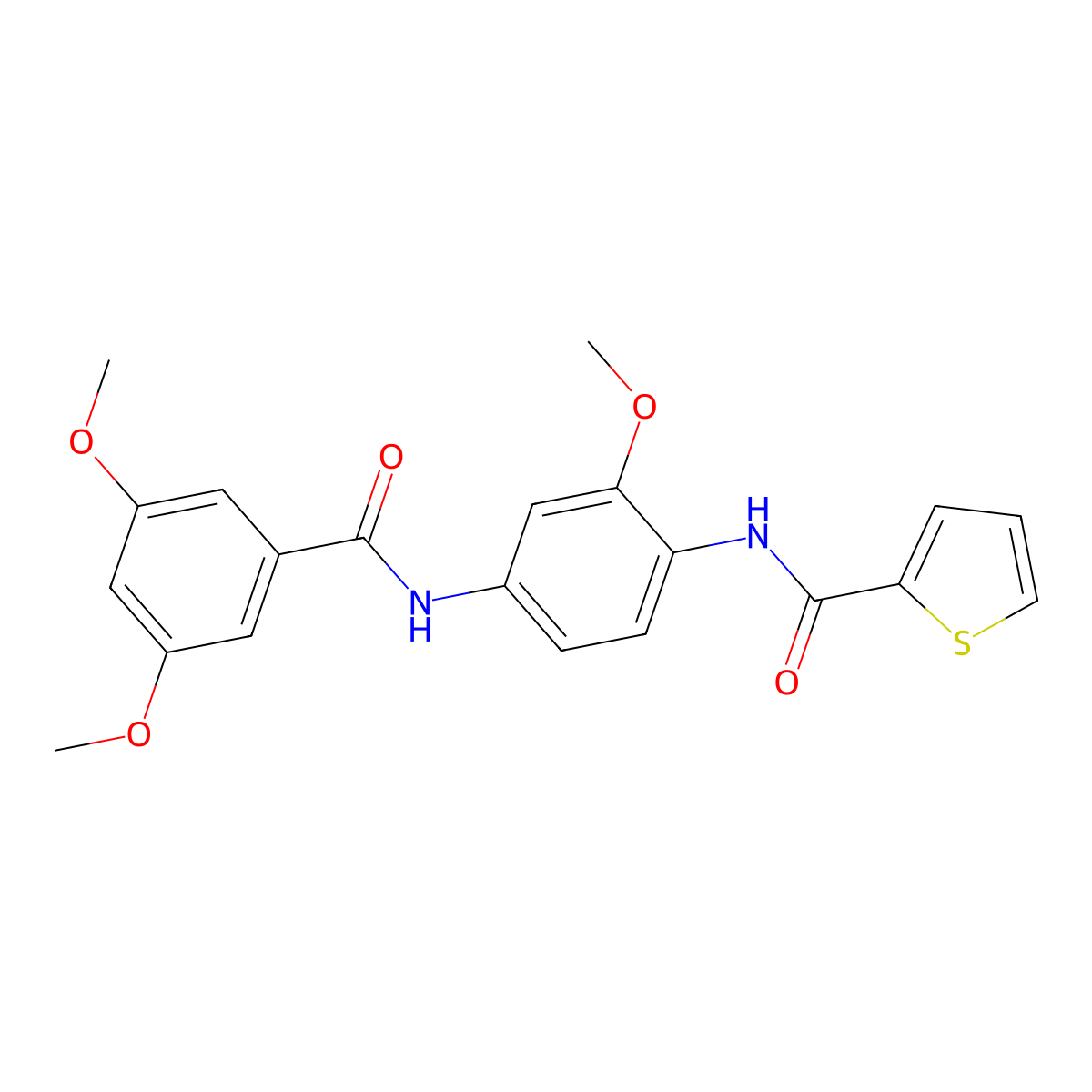 N-[4-[(3,5-dimethoxybenzoyl)amino]-2-methoxyphenyl]thiophene-2-carboxamide molecular structure, CAS 835892-32-5