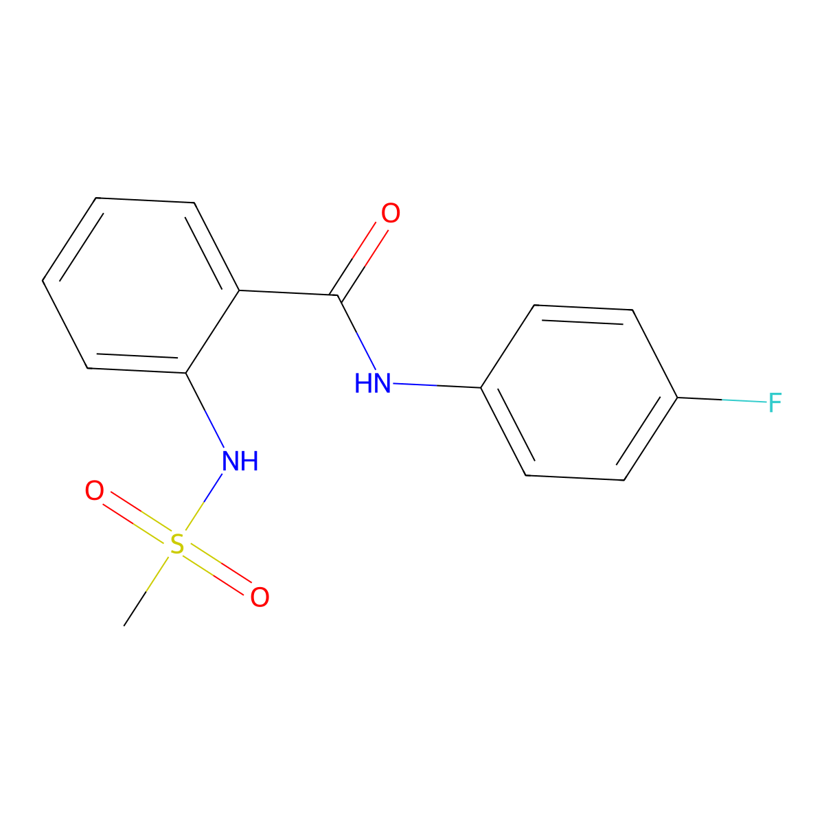 N-(4-fluorophenyl)-2-(methanesulfonamido)benzamide molecular structure, CAS 835892-34-7