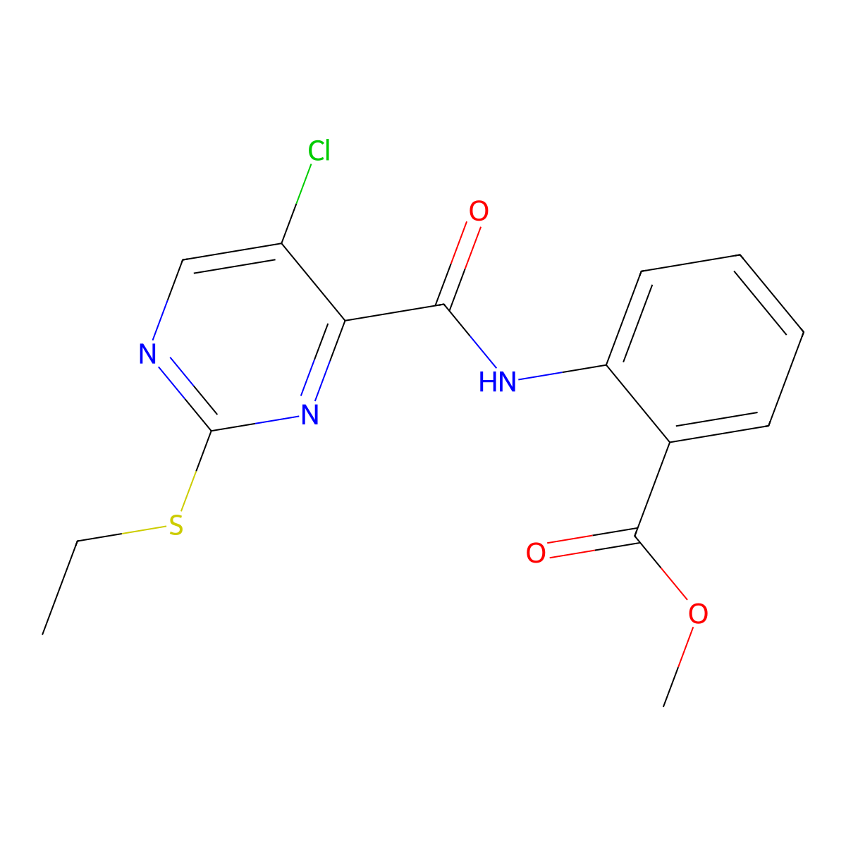 Methyl 2-({[5-chloro-2-(ethylthio)pyrimidin-4-yl]carbonyl}amino)benzoate molecular structure, CAS 835892-43-8