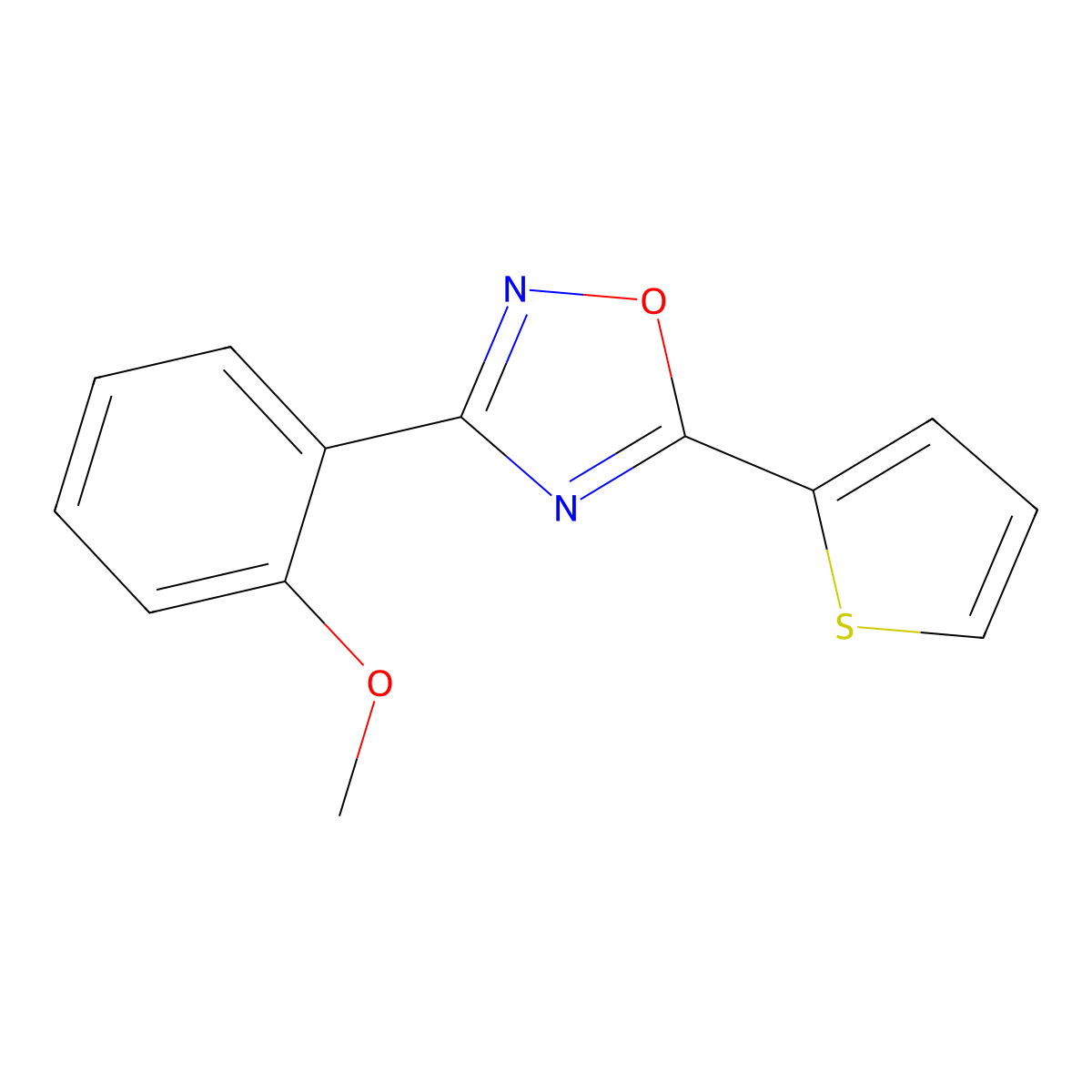 3-(2-Methoxyphenyl)-5-(thiophen-2-yl)-1,2,4-oxadiazole molecular structure, CAS 835892-47-2