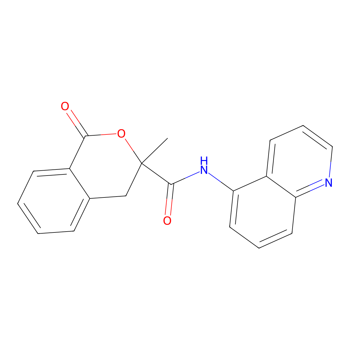 3-methyl-1-oxo-N-quinolin-5-yl-4H-isochromene-3-carboxamide molecular structure, CAS 835892-51-8