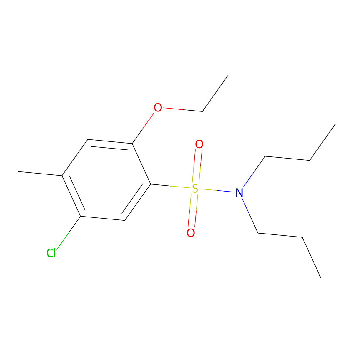 5-chloro-2-ethoxy-4-methyl-N,N-dipropylbenzenesulfonamide molecular structure, CAS 835892-53-0