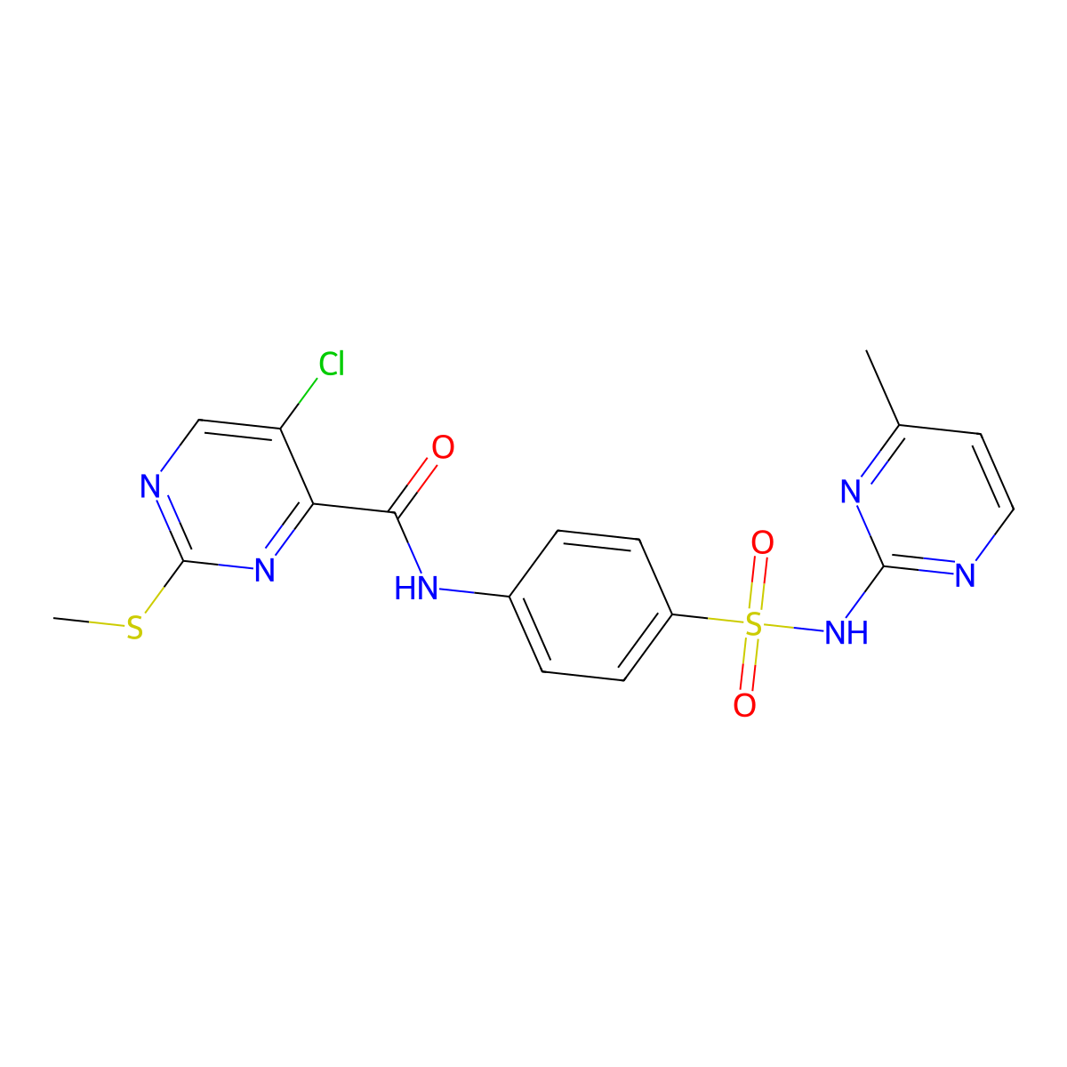 5-chloro-N-{4-[(4-methylpyrimidin-2-yl)sulfamoyl]phenyl}-2-(methylsulfanyl)pyrimidine-4-carboxamide molecular structure, CAS 835892-69-8