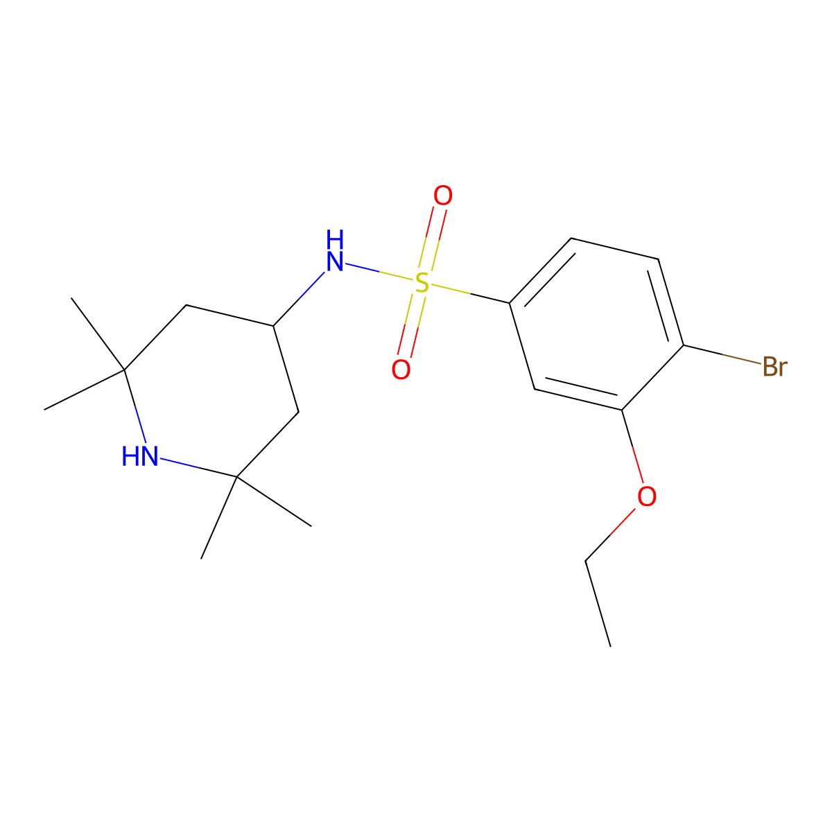 4-bromo-3-ethoxy-N-(2,2,6,6-tetramethylpiperidin-4-yl)benzenesulfonamide molecular structure, CAS 835893-03-3