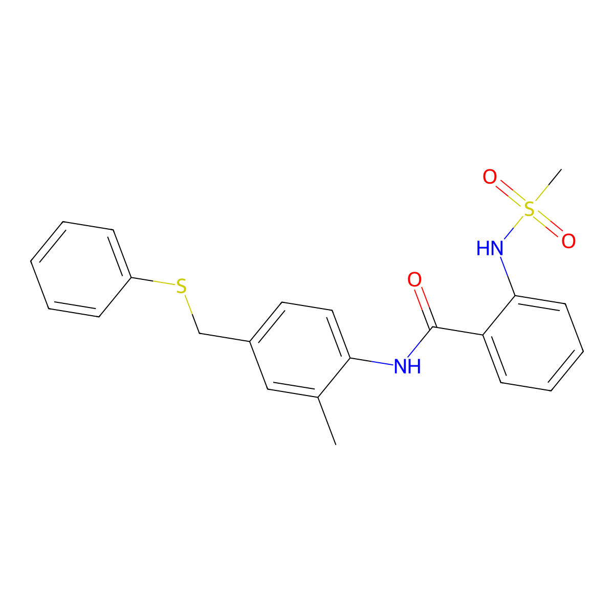 2-(methanesulfonamido)-N-[2-methyl-4-(phenylsulfanylmethyl)phenyl]benzamide molecular structure, CAS 835893-17-9