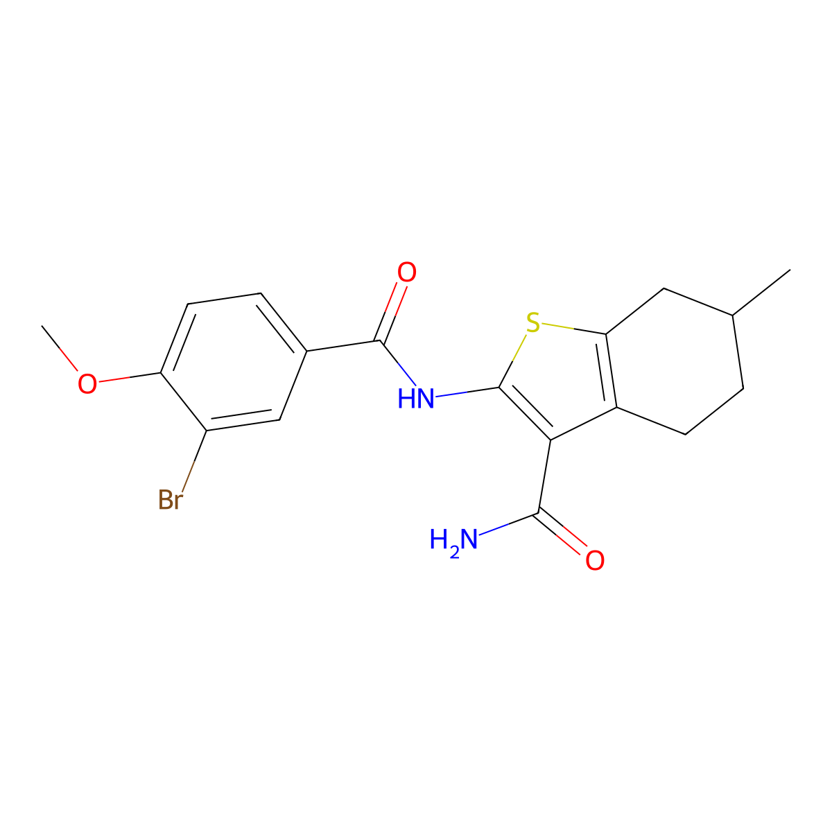 2-[(3-Bromo-4-methoxybenzoyl)amino]-6-methyl-4,5,6,7-tetrahydro-1-benzothiophene-3-carboxamide molecular structure, CAS 835893-90-8