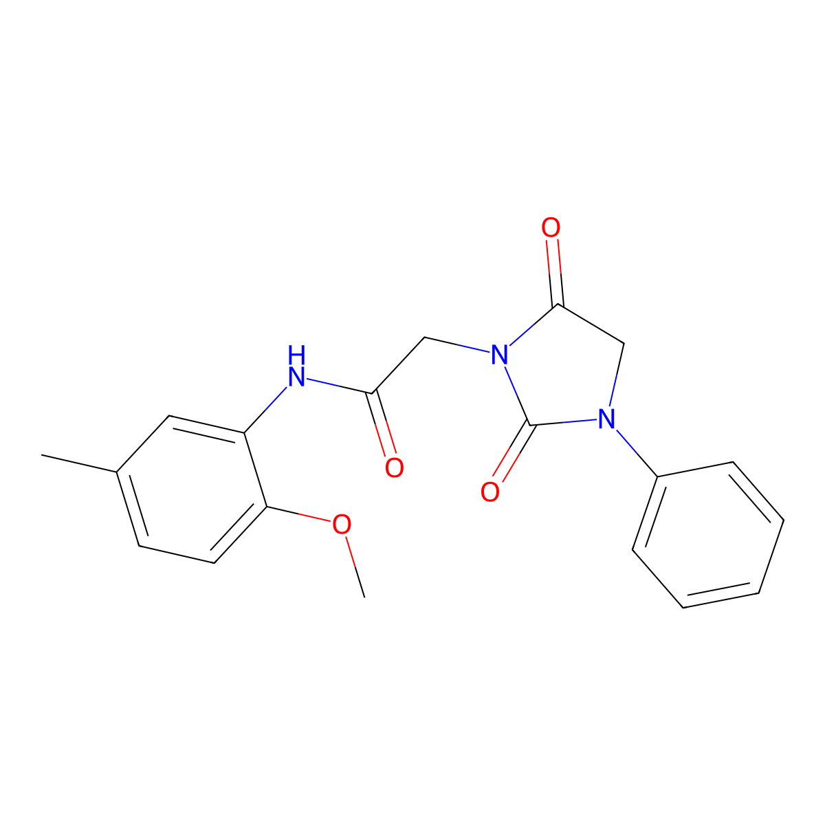 2-(2,5-dioxo-3-phenylimidazolidin-1-yl)-N-(2-methoxy-5-methylphenyl)acetamide molecular structure, CAS 835893-92-0