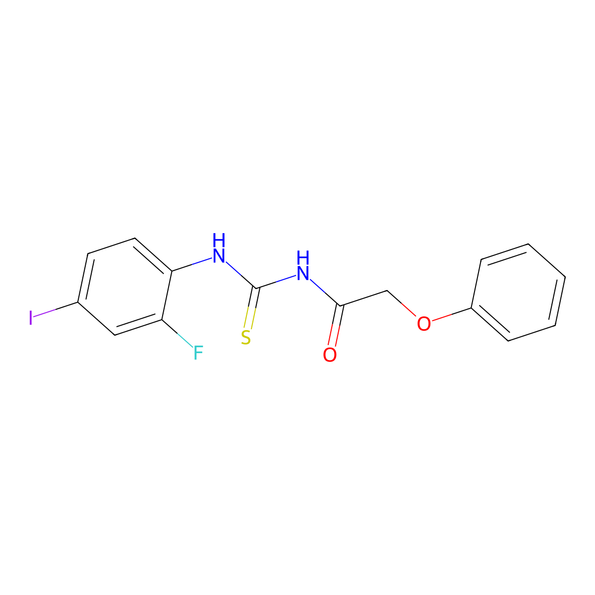 N-[(2-fluoro-4-iodophenyl)carbamothioyl]-2-phenoxyacetamide molecular structure, CAS 835894-07-0