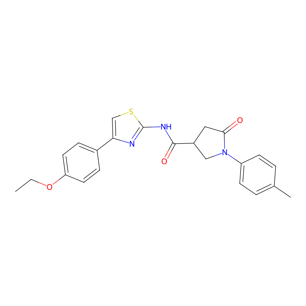 N-[4-(4-ethoxyphenyl)-1,3-thiazol-2-yl]-1-(4-methylphenyl)-5-oxopyrrolidine-3-carboxamide molecular structure, CAS 835894-28-5