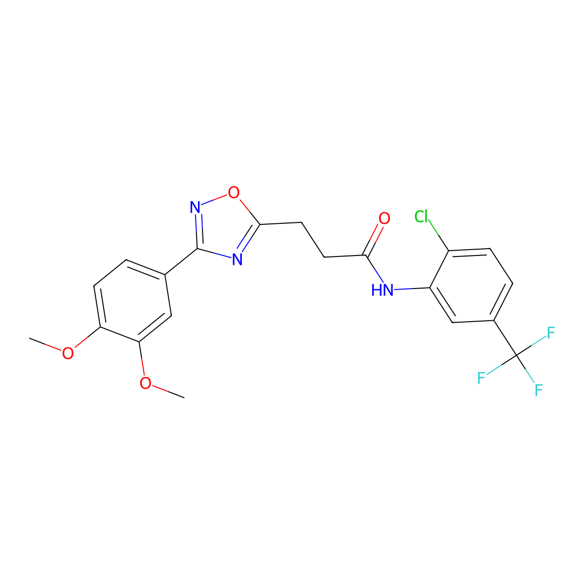 N-[2-chloro-5-(trifluoromethyl)phenyl]-3-[3-(3,4-dimethoxyphenyl)-1,2,4-oxadiazol-5-yl]propanamide molecular structure, CAS 835894-37-6
