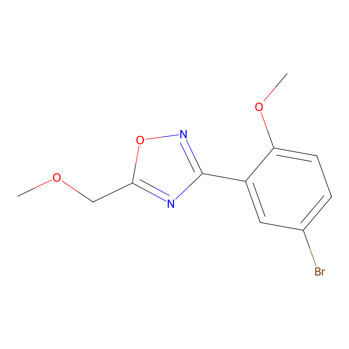 3-(5-Bromo-2-methoxyphenyl)-5-(methoxymethyl)-1,2,4-oxadiazole molecular structure, CAS 835894-38-7
