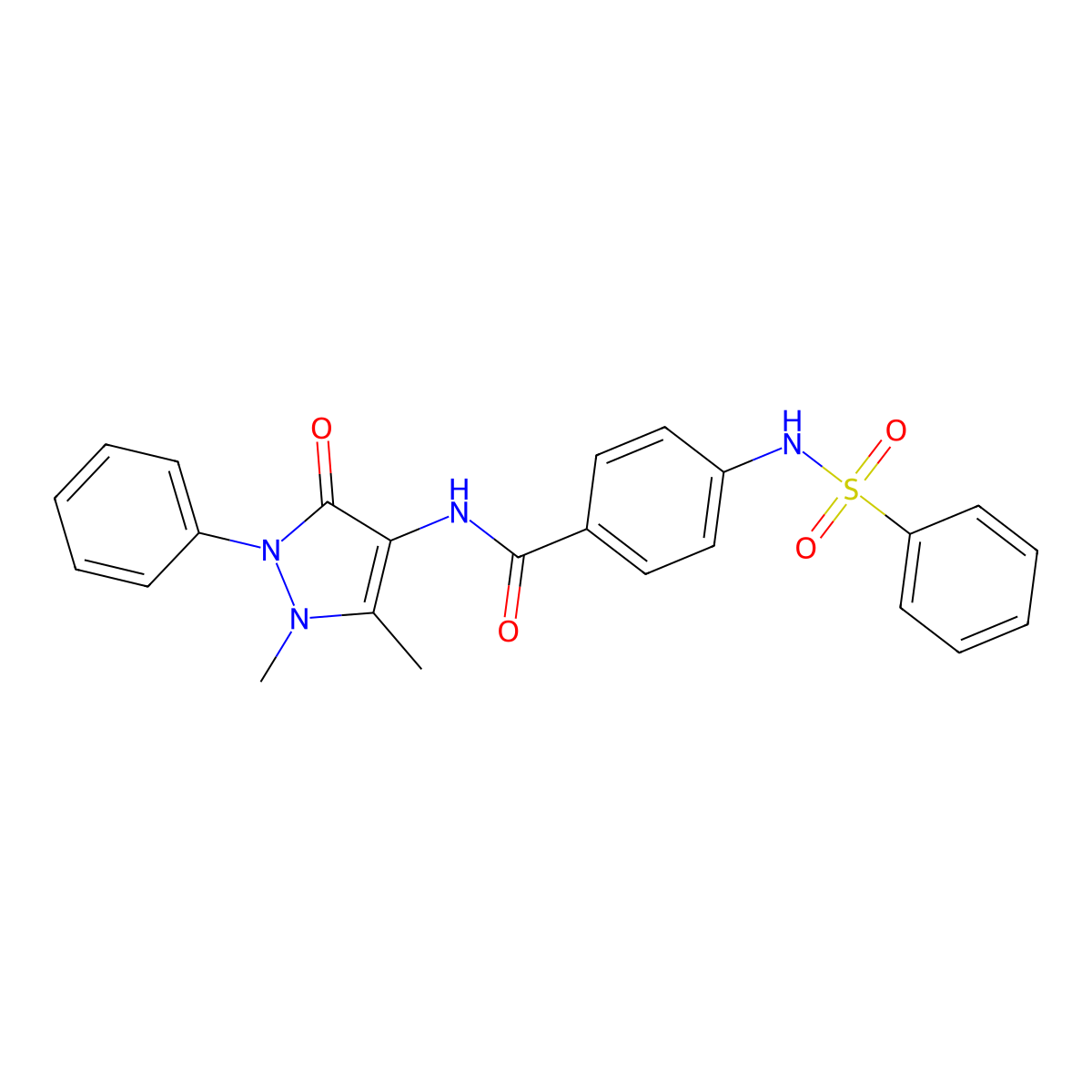 4-(benzenesulfonamido)-N-(1,5-dimethyl-3-oxo-2-phenylpyrazol-4-yl)benzamide molecular structure, CAS 835894-55-8