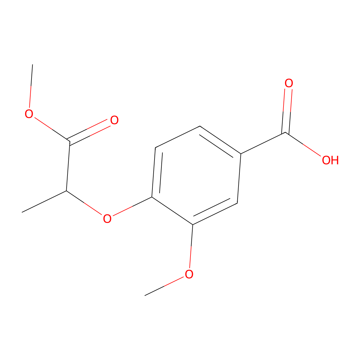 3-Methoxy-4-(2-methoxy-1-methyl-2-oxoethoxy)benzoic acid molecular structure, CAS 835894-62-7