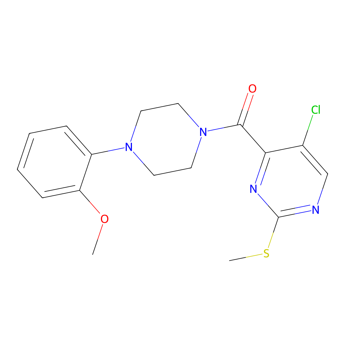 5-Chloro-4-[4-(2-methoxyphenyl)piperazine-1-carbonyl]-2-(methylsulfanyl)pyrimidine molecular structure, CAS 835894-71-8