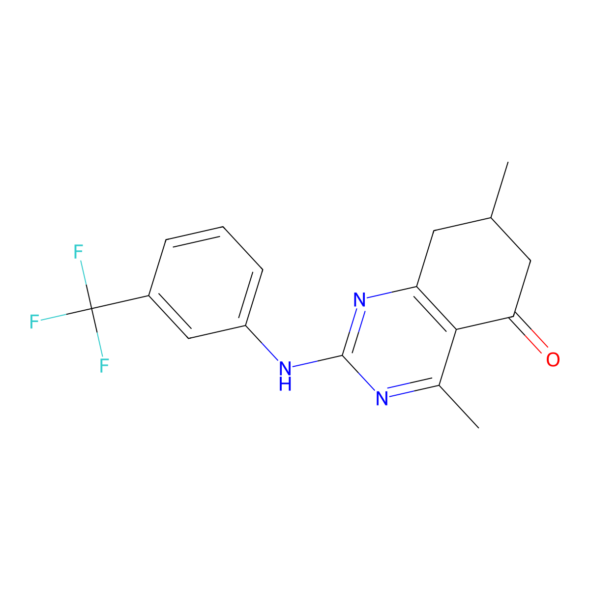 4,7-dimethyl-2-{[3-(trifluoromethyl)phenyl]amino}-7,8-dihydroquinazolin-5(6H)-one molecular structure, CAS 835894-78-5