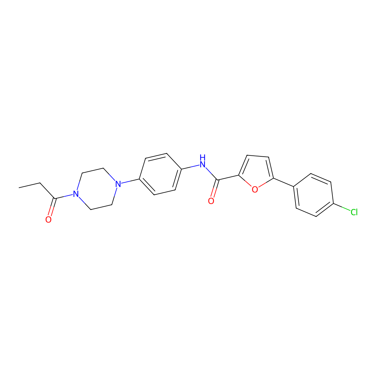 5-(4-chlorophenyl)-N-[4-(4-propanoylpiperazin-1-yl)phenyl]furan-2-carboxamide molecular structure, CAS 835894-80-9