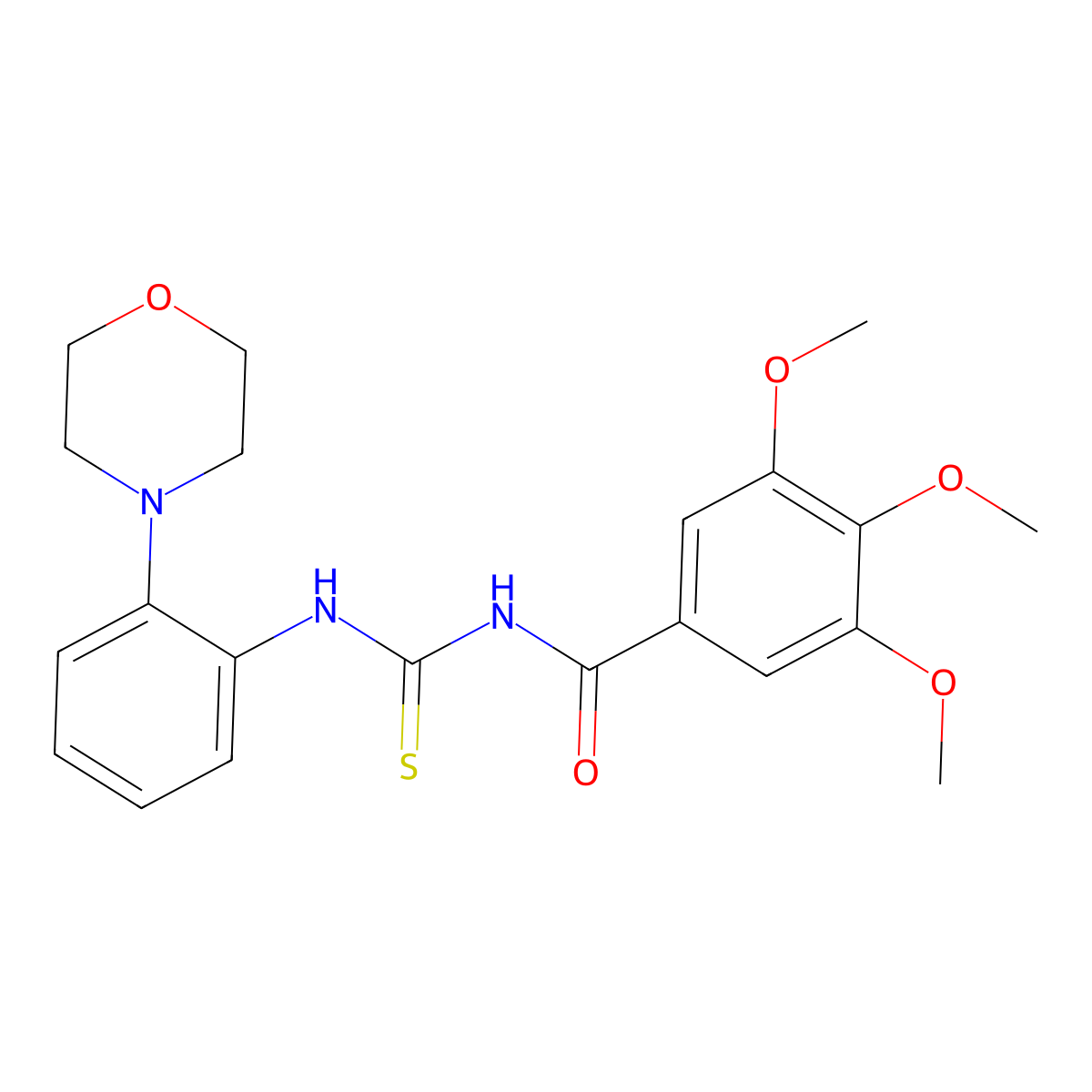 3,4,5-trimethoxy-N-[[2-(4-morpholinyl)anilino]-sulfanylidenemethyl]benzamide molecular structure, CAS 835895-31-3