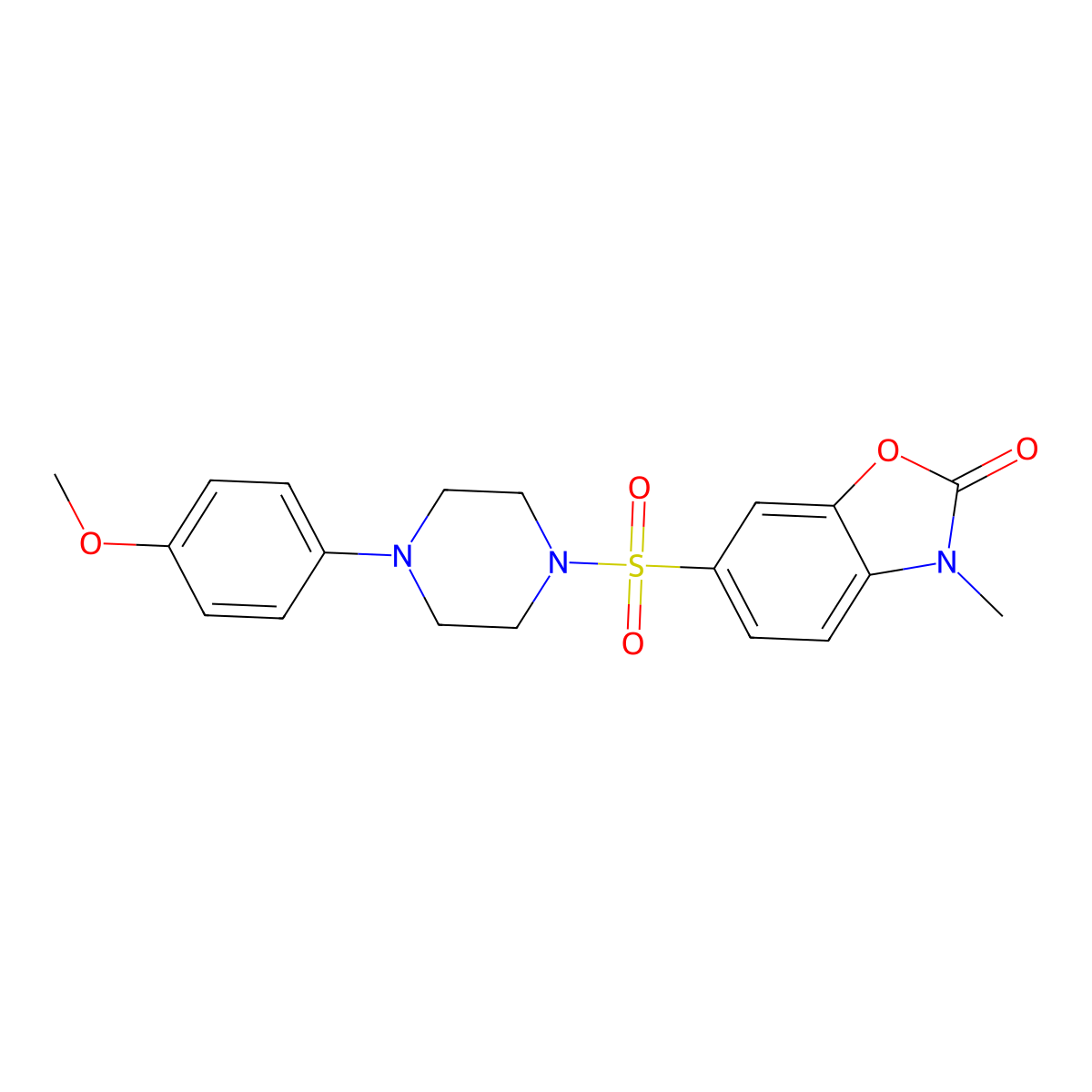 6-[4-(4-Methoxyphenyl)piperazin-1-yl]sulfonyl-3-methyl-1,3-benzoxazol-2-one molecular structure, CAS 835895-50-6