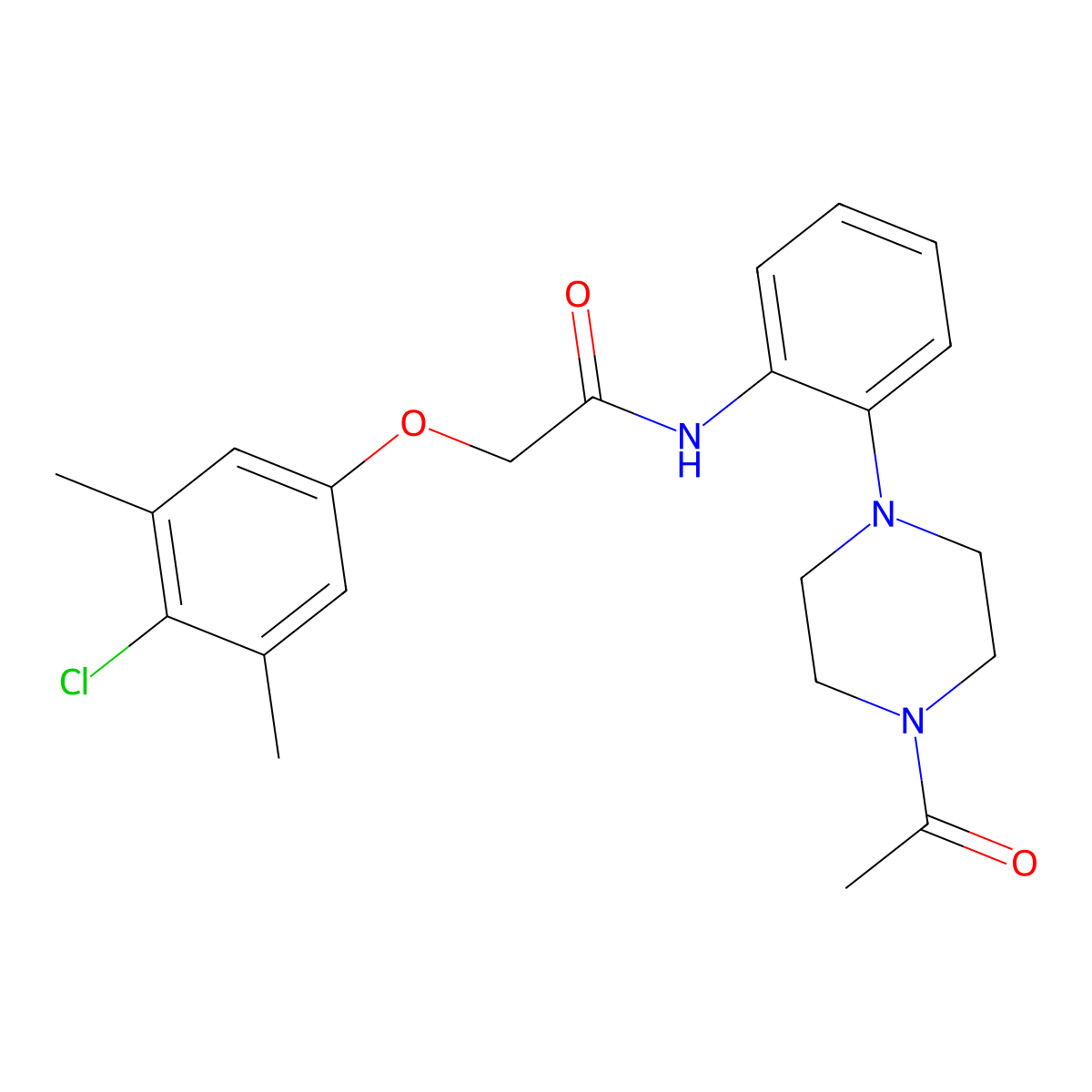 N-[2-(4-acetylpiperazin-1-yl)phenyl]-2-(4-chloro-3,5-dimethylphenoxy)acetamide molecular structure, CAS 835896-02-1