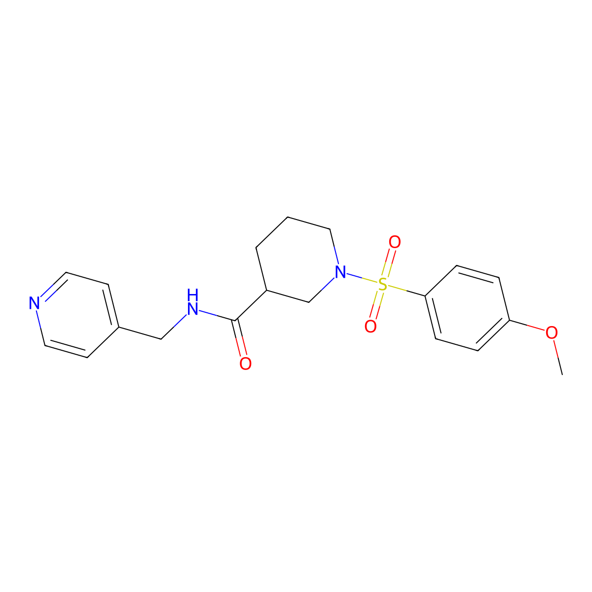 1-(4-methoxyphenyl)sulfonyl-N-(pyridin-4-ylmethyl)piperidine-3-carboxamide molecular structure, CAS 835896-27-0