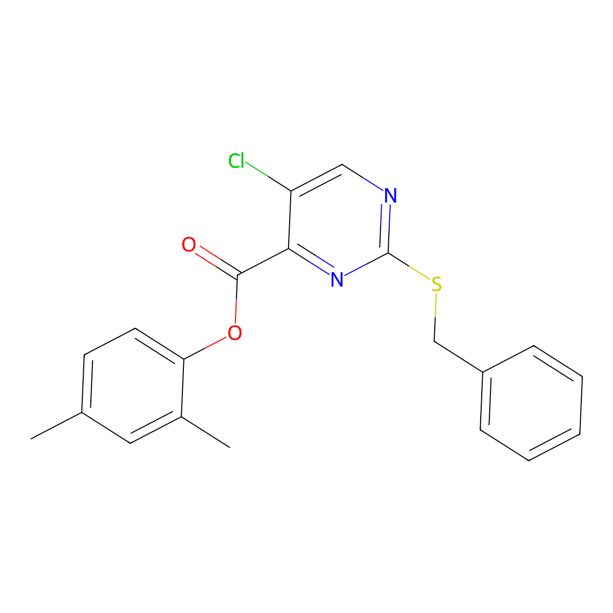 2,4-Dimethylphenyl 2-(benzylsulfanyl)-5-chloropyrimidine-4-carboxylate molecular structure, CAS 835896-31-6