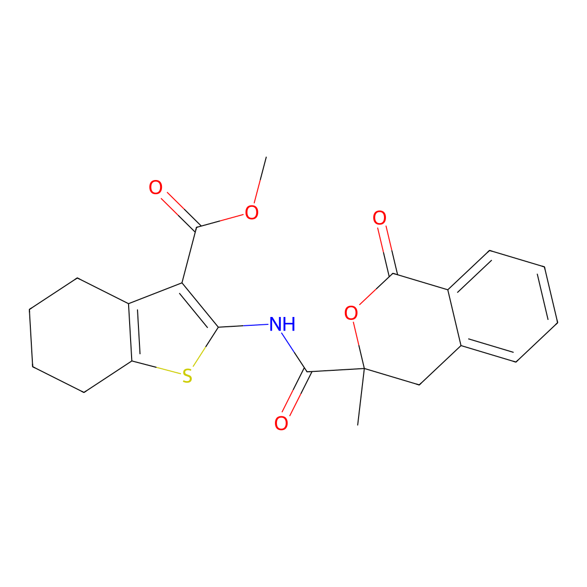 methyl 2-{[(3-methyl-1-oxo-3,4-dihydro-1H-isochromen-3-yl)carbonyl]amino}-4,5,6,7-tetrahydro-1-benzothiophene-3-carboxylate molecular structure, CAS 835896-32-7