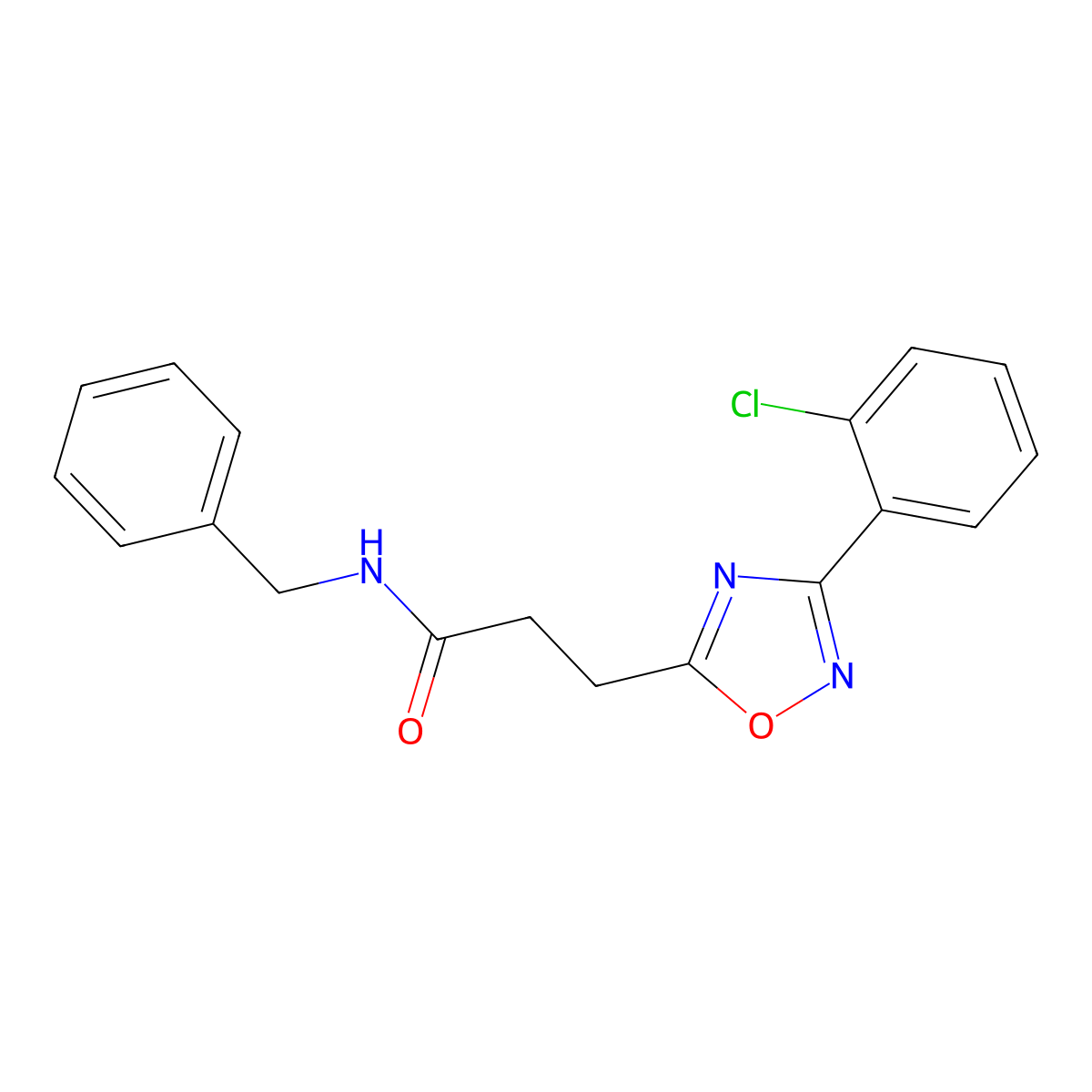 N-benzyl-3-[3-(2-chlorophenyl)-1,2,4-oxadiazol-5-yl]propanamide molecular structure, CAS 835896-41-8