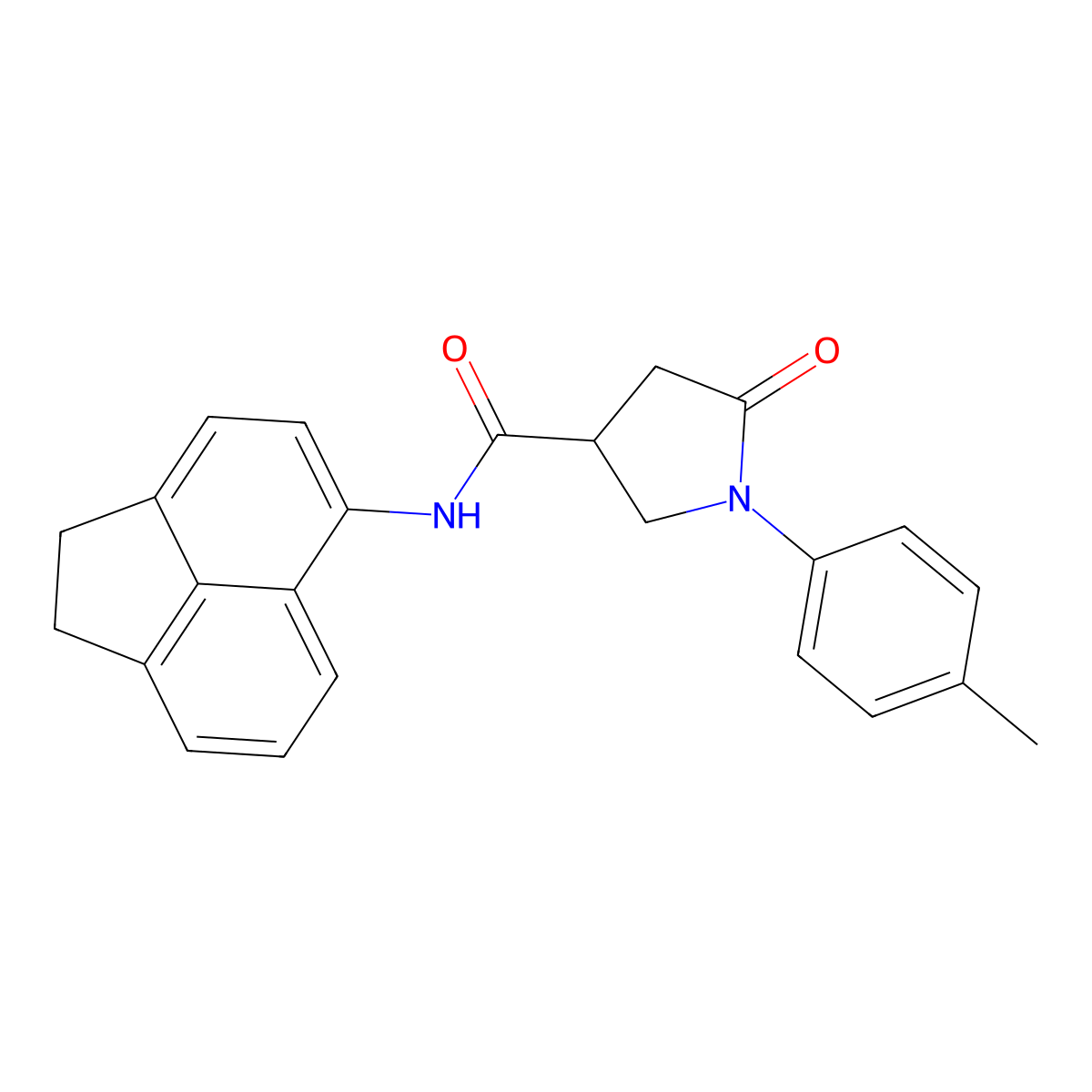 N-(1,2-dihydro-5-acenaphthylenyl)-1-(4-methylphenyl)-5-oxo-3-pyrrolidinecarboxamide molecular structure, CAS 835896-48-5