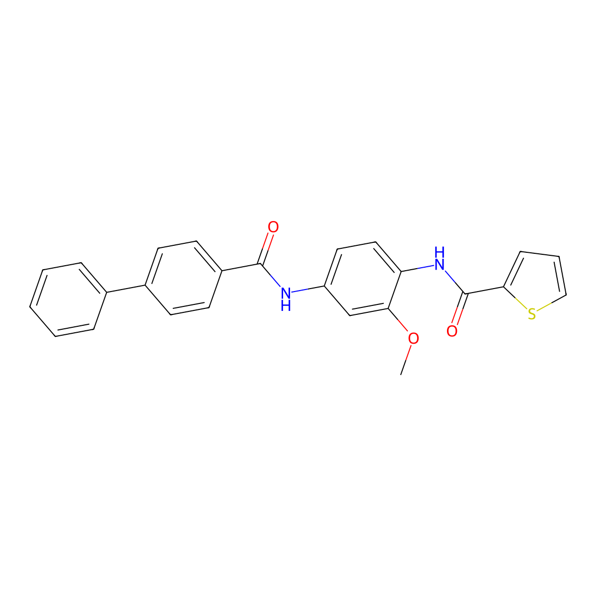 N-[2-methoxy-4-[(4-phenylbenzoyl)amino]phenyl]thiophene-2-carboxamide molecular structure, CAS 835896-53-2