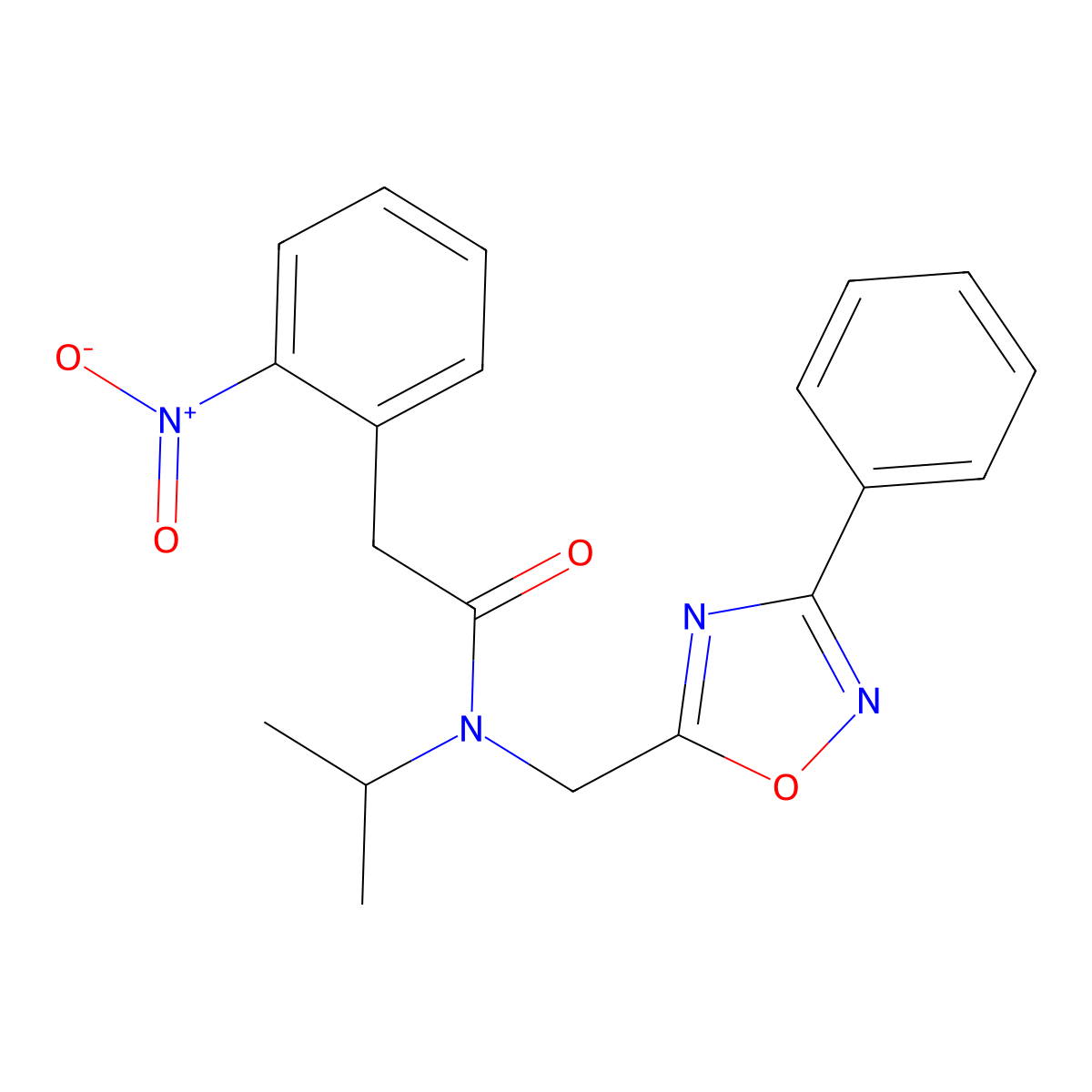 2-(2-nitrophenyl)-N-[(3-phenyl-1,2,4-oxadiazol-5-yl)methyl]-N-propan-2-ylacetamide molecular structure, CAS 835896-58-7