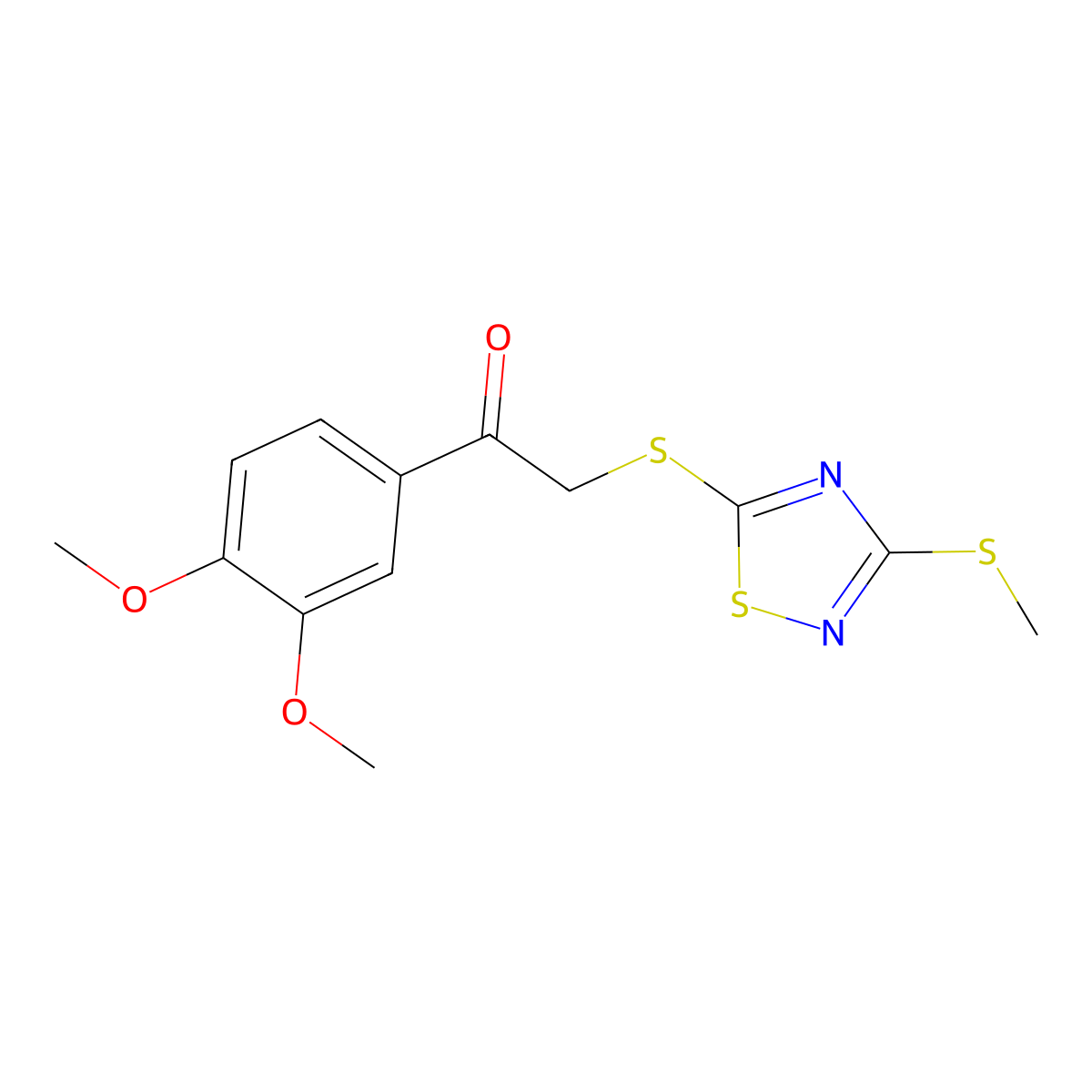 1-(3,4-Dimethoxyphenyl)-2-[(3-methylsulfanyl-1,2,4-thiadiazol-5-yl)sulfanyl]ethanone molecular structure, CAS 835897-43-3