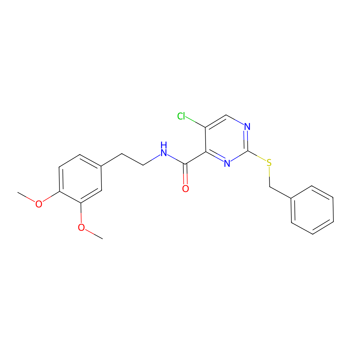 2-(benzylsulfanyl)-5-chloro-N-[2-(3,4-dimethoxyphenyl)ethyl]pyrimidine-4-carboxamide molecular structure, CAS 835897-53-5