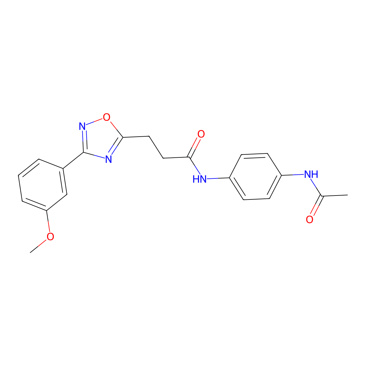 N-(4-acetamidophenyl)-3-[3-(3-methoxyphenyl)-1,2,4-oxadiazol-5-yl]propanamide molecular structure, CAS 835897-64-8