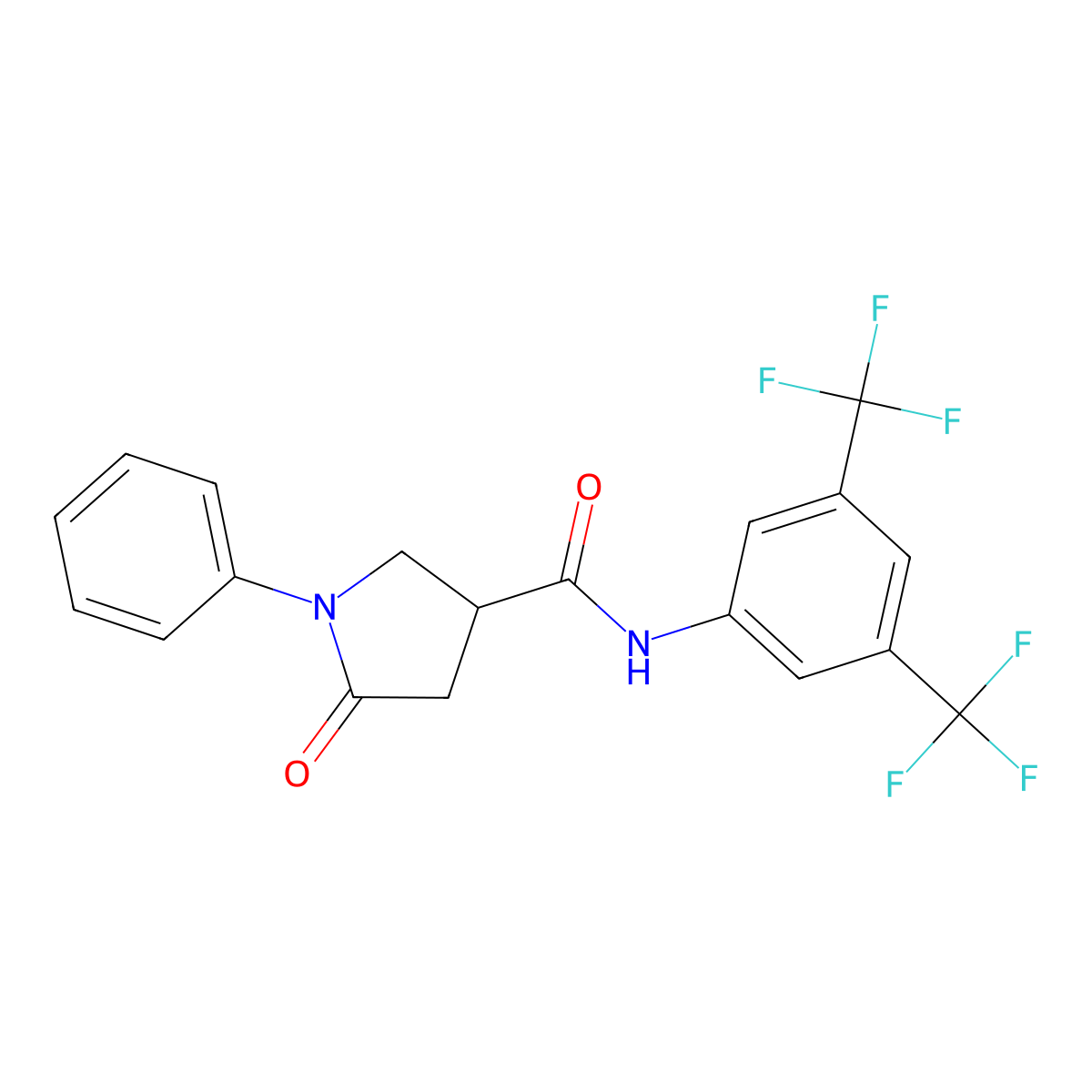 N-[3,5-bis(trifluoromethyl)phenyl]-5-oxo-1-phenylpyrrolidine-3-carboxamide molecular structure, CAS 835897-66-0