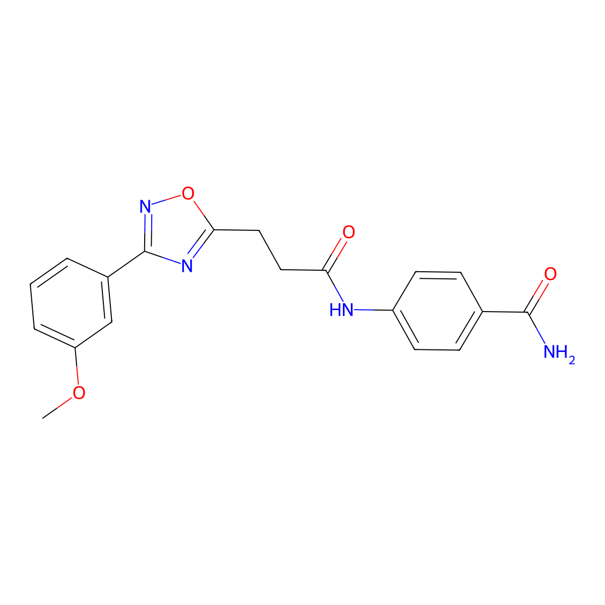 4-[3-[3-(3-Methoxyphenyl)-1,2,4-oxadiazol-5-yl]propanoylamino]benzamide molecular structure, CAS 835897-67-1